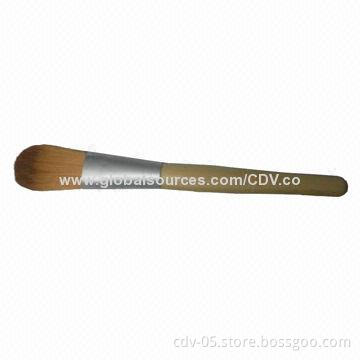 Foundation makeup brush, made of original bamboo handle with double color synthetic hair